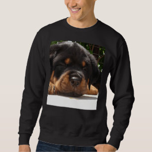 Cute Close Up Of A Sleepy Rottweiler Puppy Sweatshirt