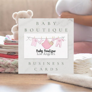 Cute Clothesline Baby Boutique Business Card