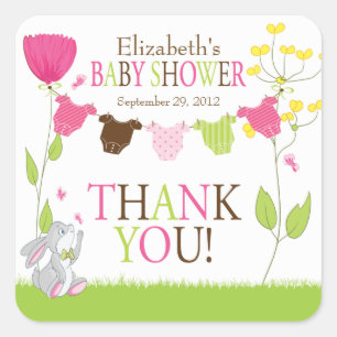 Cute Clotheslines Baby Girl Baby Shower Sticker