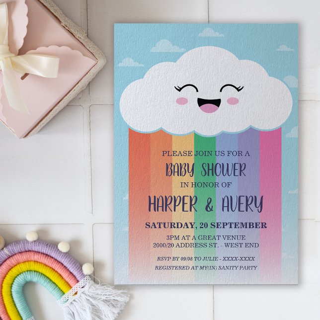 Cute Cloud and Rainbow Baby Shower Invitation (Creator Uploaded)