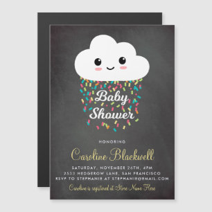 Cute Cloud & Confetti Chalkboard Baby Shower Magnetic Invitation
