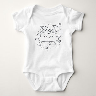 Cute Cloud Moon and Stars Illustration Baby Bodysuit