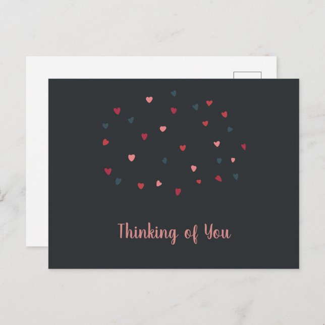 Cute Cloud of Colourful Hearts on Dark Postcard (Front/Back)