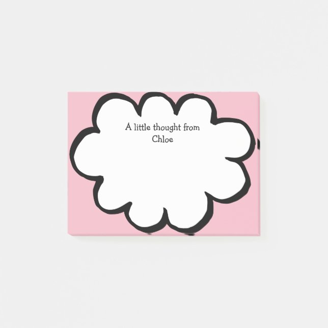 Cute Cloud Personalised Name Message Pink Post-it Notes (Front)
