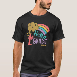 Cute Cloud Rainbow Hello 1st Grade Teacher Back To T-Shirt