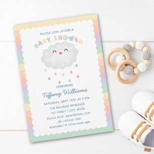 Cute Cloud Raindrops Gender Neutral Baby Shower Invitation