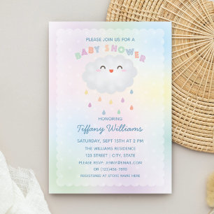 Cute Cloud Raindrops Gender Neutral Baby Shower Invitation