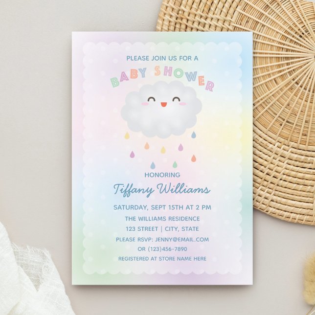 Cute Cloud Raindrops Gender Neutral Baby Shower Invitation (Creator Uploaded)