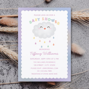 Cute Cloud Raindrops Gender Neutral Baby Shower Invitation