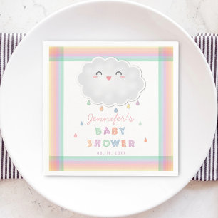Cute Cloud Raindrops Gender Neutral Baby Shower Napkin