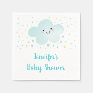 Cute Cloud Stars Blue Baby Sprinkle Napkin