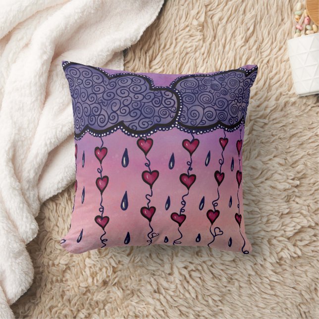Cute clouds and hearts art cushion (Blanket)
