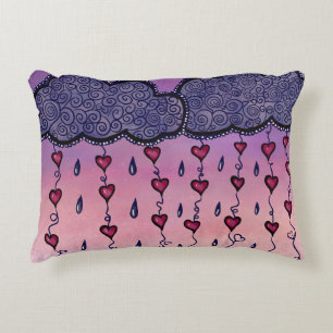 Cute clouds and hearts art decorative cushion