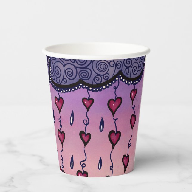 Cute clouds and hearts art paper cups (Back)