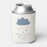 Cute Clouds and Raindrops in Blue Baby Shower