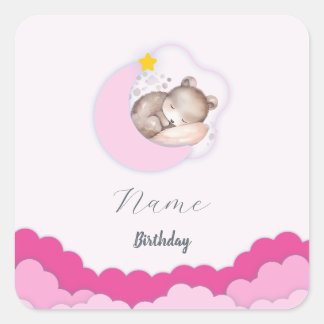 Cute Clouds Birthday Party Decorations Square Sticker