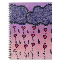 Cute clouds, hearts and raindrops