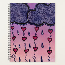 Cute clouds, hearts and raindrops