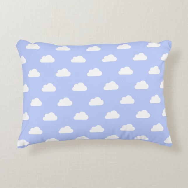 Cute Clouds White on Blue Decorative Cushion (Front)