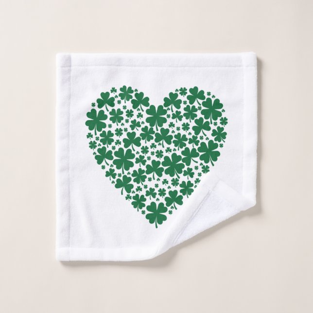 Cute Clover Shamrock Hearts St. Patrick's Day Gift Wash Cloth (Wash Cloth)