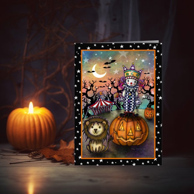Cute Clown and Lion Halloween Art Card (Creator Uploaded)