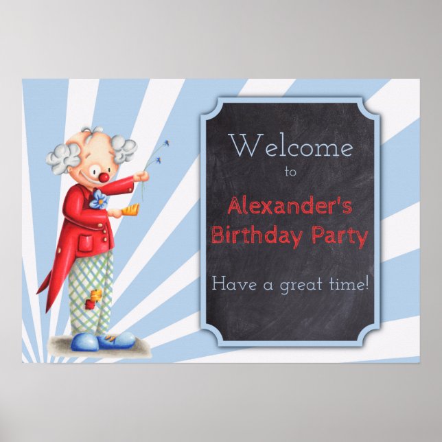 Cute Clown Circus Birthday Party poster (Front)
