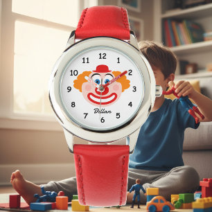Cute clown face kid's watch withc custom name