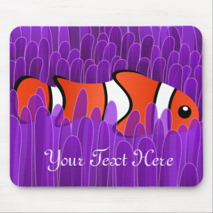 Cute Clown Fish and Beautiful Purple Sea Anemone Mouse Pad