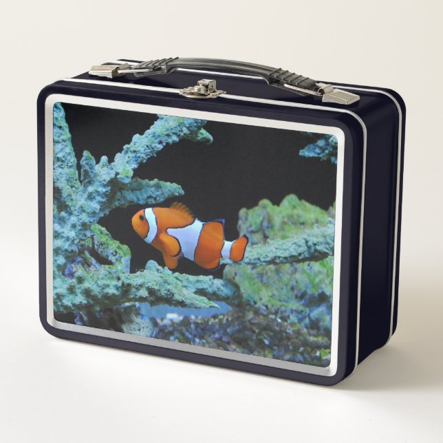 Cute Clown Fish in Coral Metal Lunch Box (Front)