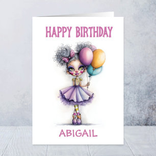Cute Clown With Colourful Balloons Birthday Card
