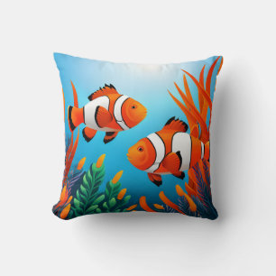 Cute Clownfish In Seaweed Cushion