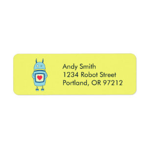 Cute Clumsy Robot With Heart Return Address Label