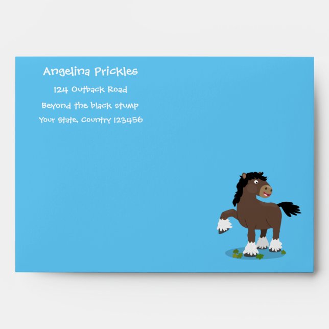 Cute Clydesdale draught horse cartoon illustration Envelope (Front)