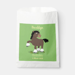 Cute Clydesdale draught horse cartoon illustration Favour Bag