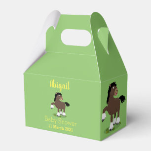 Cute Clydesdale draught horse cartoon illustration Favour Box