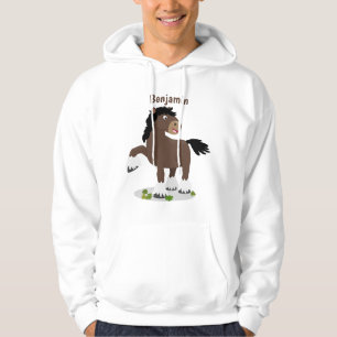 Cute Clydesdale draught horse cartoon illustration Hoodie
