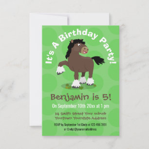 Cute Clydesdale draught horse cartoon illustration Invitation