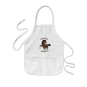 Cute Clydesdale draught horse cartoon illustration Kids Apron