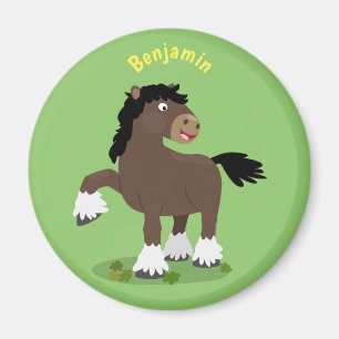 Cute Clydesdale draught horse cartoon illustration Magnet
