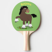 Cute Clydesdale draught horse cartoon illustration
