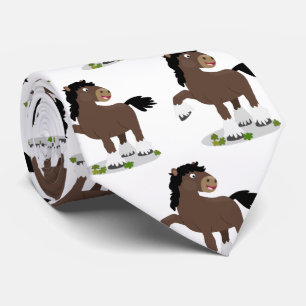 Cute Clydesdale draught horse cartoon illustration Tie