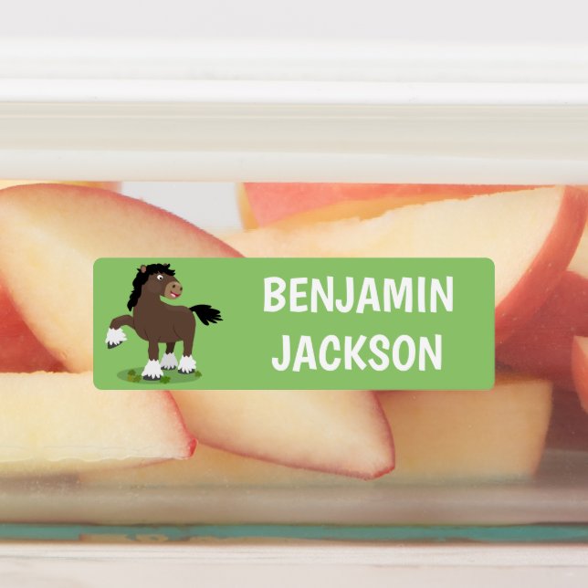 Cute Clydesdale draught horse cartoon personalised (Affixed)