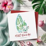 Cute Coastal Christmas Cards<br><div class="desc">Send warm wishes and sunny vibes with these cute Xmas cards—a perfect choice for a Florida Christmas card, a laid-back Hawaii holiday, or Christmas in July 2025! This customisable Christmas card features original hand-painted watercolor Santa and surfboard artwork in festive shades of turquoise blue, red, and green. Ideal for those...</div>