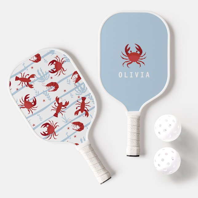 Cute Coastal Crab Monogram   Pickleball Paddle (Creator Uploaded)