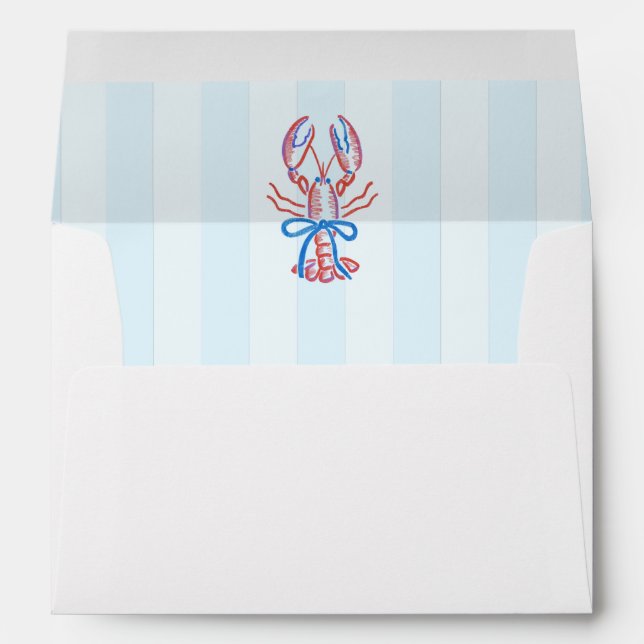 Cute Coastal Hand Drawn Lobster  Envelope (Back (Bottom))