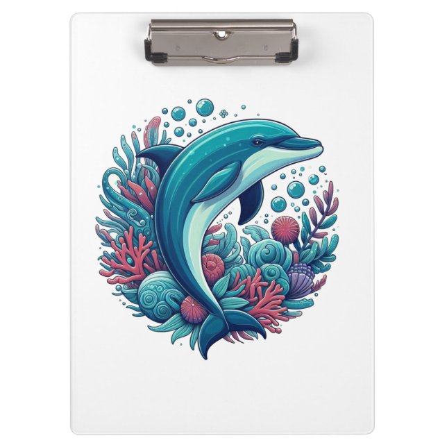 Cute, coastal/nautical dolphin  clipboard (Front)