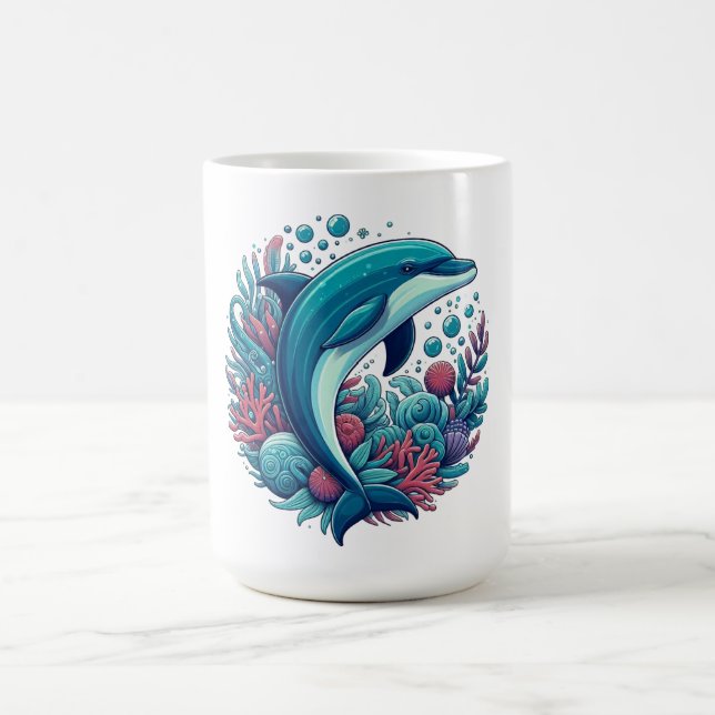 Cute, coastal/nautical dolphin  coffee mug (Center)