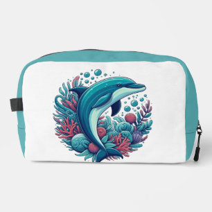 Cute, coastal/nautical dolphin dopp kit