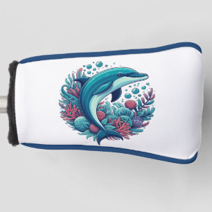 Cute, coastal/nautical dolphin golf head cover