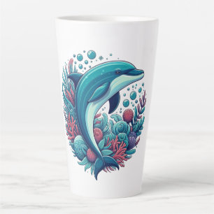 Cute, coastal/nautical dolphin latte mug